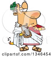 Poster, Art Print Of Cartoon Nero Fiddling With A Lyre While Rome Burns