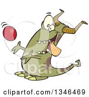 Poster, Art Print Of Cartoon Monster Catching A Ball