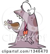 Clipart Of A Cartoon Monster Eating A Drumstick Royalty Free Vector Illustration