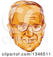 Poster, Art Print Of Retro Styled Orange Face Of Bernie Sanders Democratic 2016 Presidential Candidate