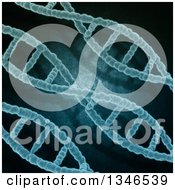 Clipart Of A Background Of Blue Diagonal DNA Strands Over Metal Royalty Free Illustration