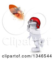 Poster, Art Print Of 3d White Man Catching Or Throwing A Flaming Football