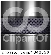 Clipart Of A Background Of A Perforated Metal Center With Shiny Silver Royalty Free Illustration