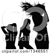 Clipart Of Black Silhouetted Party Women Dancing Royalty Free Vector Illustration