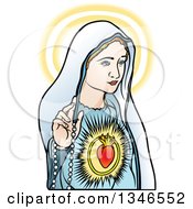 Virgin Mary Glowing And Holding A Rosary