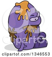 Poster, Art Print Of Cartoon Purple Monster Sitting With Slime