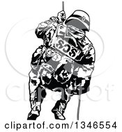 Poster, Art Print Of Black And White Special Police Force Officer On A Rope