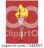 Poster, Art Print Of Flaming Torch Over Red