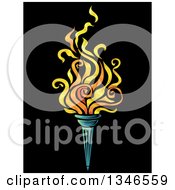 Poster, Art Print Of Flaming Torch Over Black