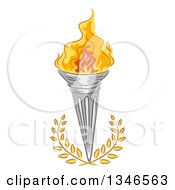 Clipart Of A Flaming Torch Over Laurel Royalty Free Vector Illustration by BNP Design Studio
