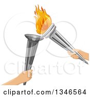 Clipart Of The Lighting Of A Torch Royalty Free Vector Illustration by BNP Design Studio