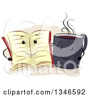 Cartoon Book And Coffee Cup Embracing