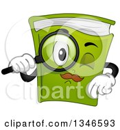 Poster, Art Print Of Cartoon Green Book Mascot Using A Magnifying Glass