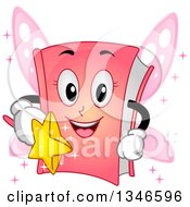 Cartoon Pink Fantasy Story Book Fairy Holding A Wand