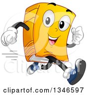 Clipart Of A Cartoon Yellow Book Mascot Running Royalty Free Vector Illustration