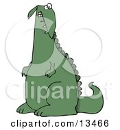 Guilty Green Dino Clipart Illustration
