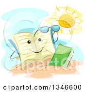 Clipart Of A Book Character With Sunglasses On A Beach Royalty Free Vector Illustration by BNP Design Studio