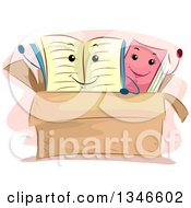Poster, Art Print Of Happy Book Characters Waving In A Box