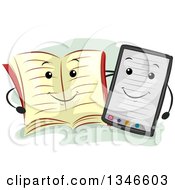 Poster, Art Print Of Happy Book Mascot And Ebook Reader