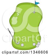 Clipart Of A Golf Course Frame With Balls A Club And Hole Royalty Free Vector Illustration