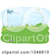 Clipart Of A Golf Ball Flying To A Hole On A Course Royalty Free Vector Illustration by BNP Design Studio