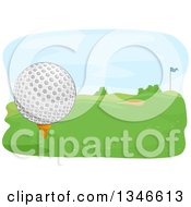 Poster, Art Print Of Golf Ball On A Tee With A View Of The Course