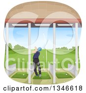 Poster, Art Print Of Rear View Of A Male Golfer Swinging In A Driving Range