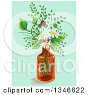 Clipart Of A Medicine Bottle With Flowers Royalty Free Vector Illustration