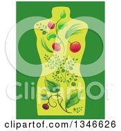 Clipart Of A Torso Shown With Herbal Plants In Place Of Organs Over Green Royalty Free Vector Illustration