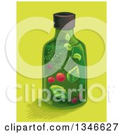 Clipart Of A Medicine Bottle With A Herbal Tincture Over Yellow Royalty Free Vector Illustration by BNP Design Studio