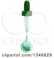 Poster, Art Print Of Medical Dropper With A Green Leaf In Water