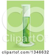 Clipart Of A Graduated Cylinder With Green Liquid Royalty Free Vector Illustration