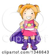 Poster, Art Print Of Cartoon Red Haired Caucasian Super Hero Girl