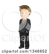 Clipart Of A Happy Brunette Caucasian Boy Wearing A Tuxedo Royalty Free Vector Illustration