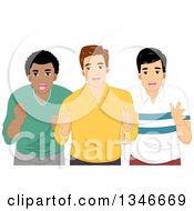 Poster, Art Print Of Group Of Three Cheering Men