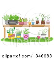 Poster, Art Print Of Garden Table With Potted Plants