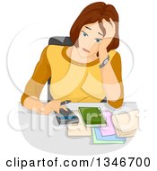 Poster, Art Print Of Stressed Brunette Caucasian Woman Going Over Her Budget