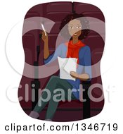 Clipart Of A Happy Curly Haired Black Woman Directing In The Theater And Holding A Script Royalty Free Vector Illustration