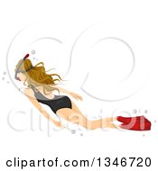 Clipart Of A Dirty Blond Caucasian Woman Snorleing And Swimming Royalty Free Vector Illustration
