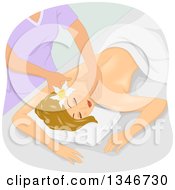 Clipart Of A Relaxed Dirty Blond Caucasian Woman Getting A Back Massage At A Spa Royalty Free Vector Illustration