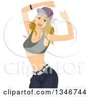 Poster, Art Print Of Dirty Blond Caucasian Woman Dancing Hip Hop