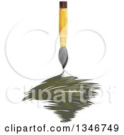 Clipart Of A Paintbrush With Green Strokes Royalty Free Vector Illustration