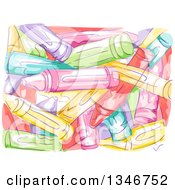 Poster, Art Print Of Background Of Sketched Painted Crayons