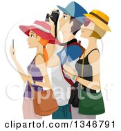 Poster, Art Print Of Group Of Tourists Sight Seeing And Taking Pictures