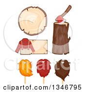 Poster, Art Print Of Lumberjack Outfit And Sign Wood Axe And Beards