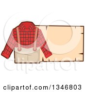 Poster, Art Print Of Plaid Lumberjack Outfit And Blank Sign