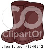 Clipart Of A Brown Fire Fighter Boots Royalty Free Vector Illustration