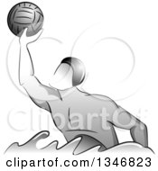Grayscale Water Polo Player Man Catching A Ball