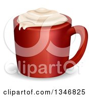 Poster, Art Print Of Red Capuccino Mug With Foam