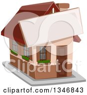 Poster, Art Print Of House With A Sign Attached To The Front